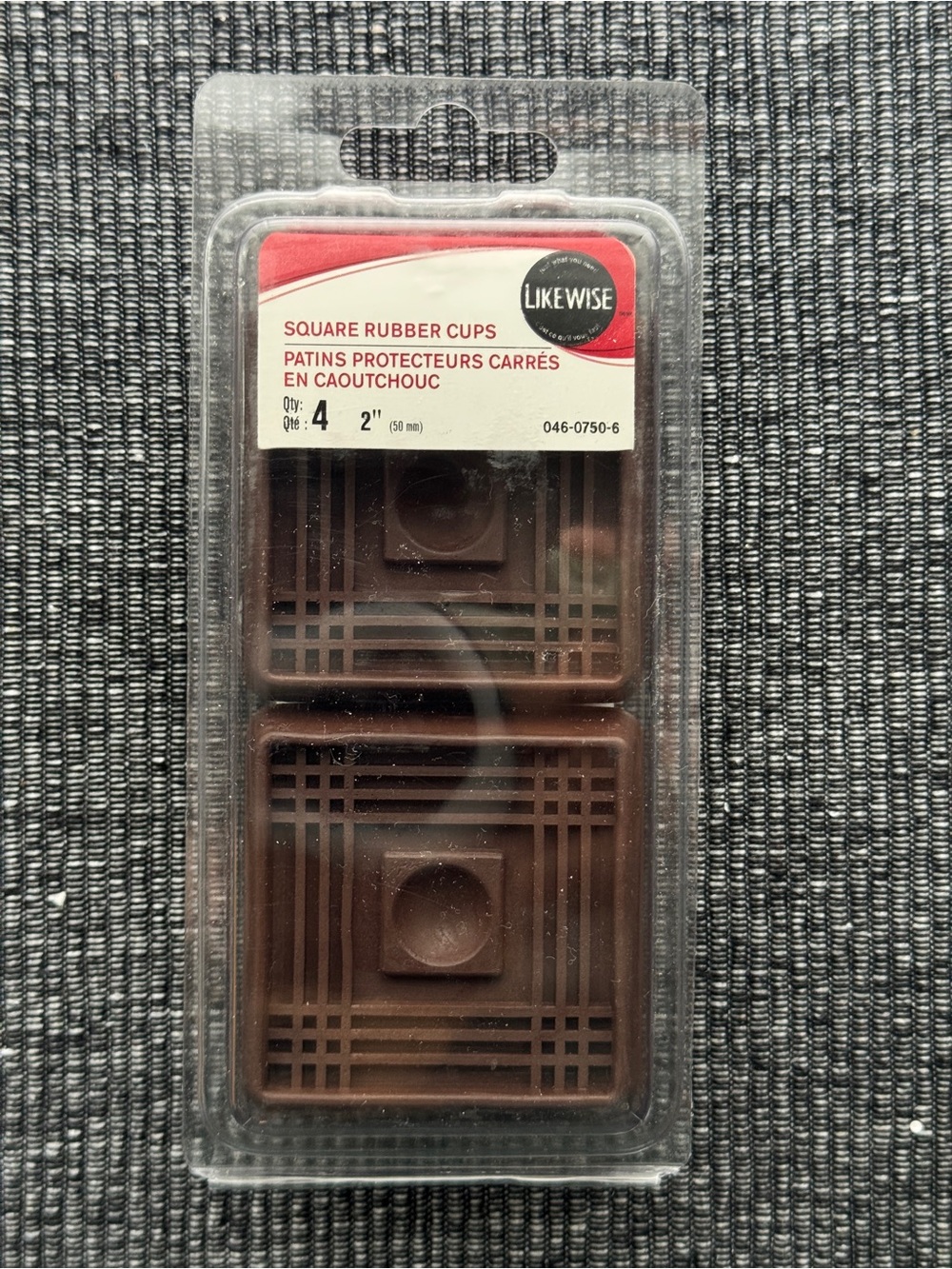 Likewise 2” Square Rubber Furniture Cups Set of 4 Brown